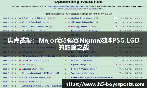 焦点战报：Major赛8强赛Nigma对阵PSG.LGD的巅峰之战